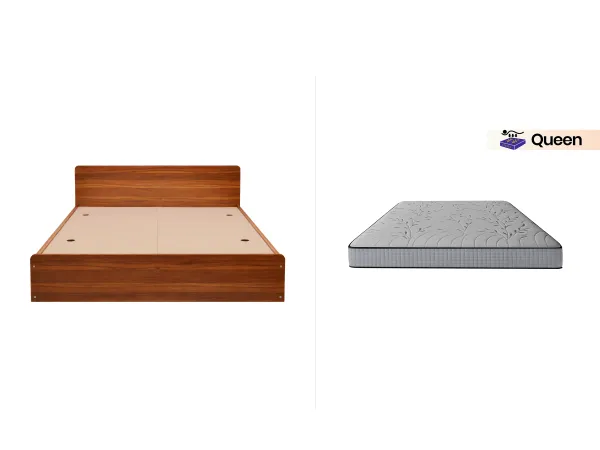 Luna Queen Engineered Wood (78 inches x 60 inches) With Mattress Queen Latex Foam (78 x 60 x 6 inches)